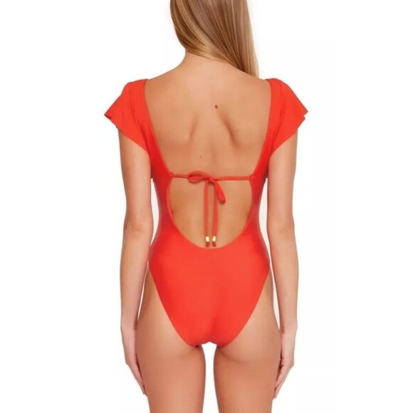 Trina Turk NWT Red Swimsuit Monaco Flame One Piece Back Tie 10 - Picture 2 of 5
